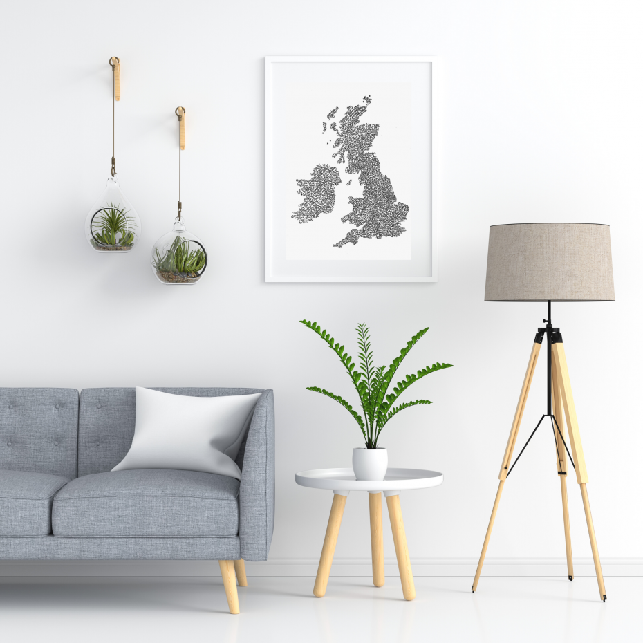 Golf Map of the British Isles mounted print