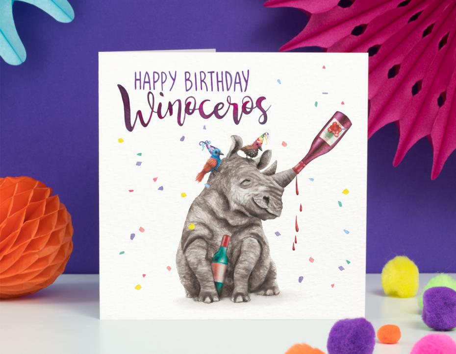 Winoceros Birthday Card