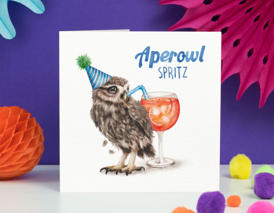 Aperol Spritz Owl Card