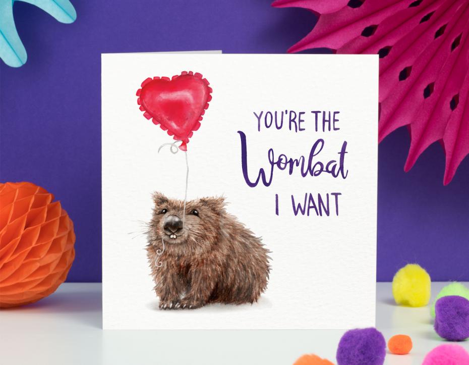 Wombat I Want Love Card