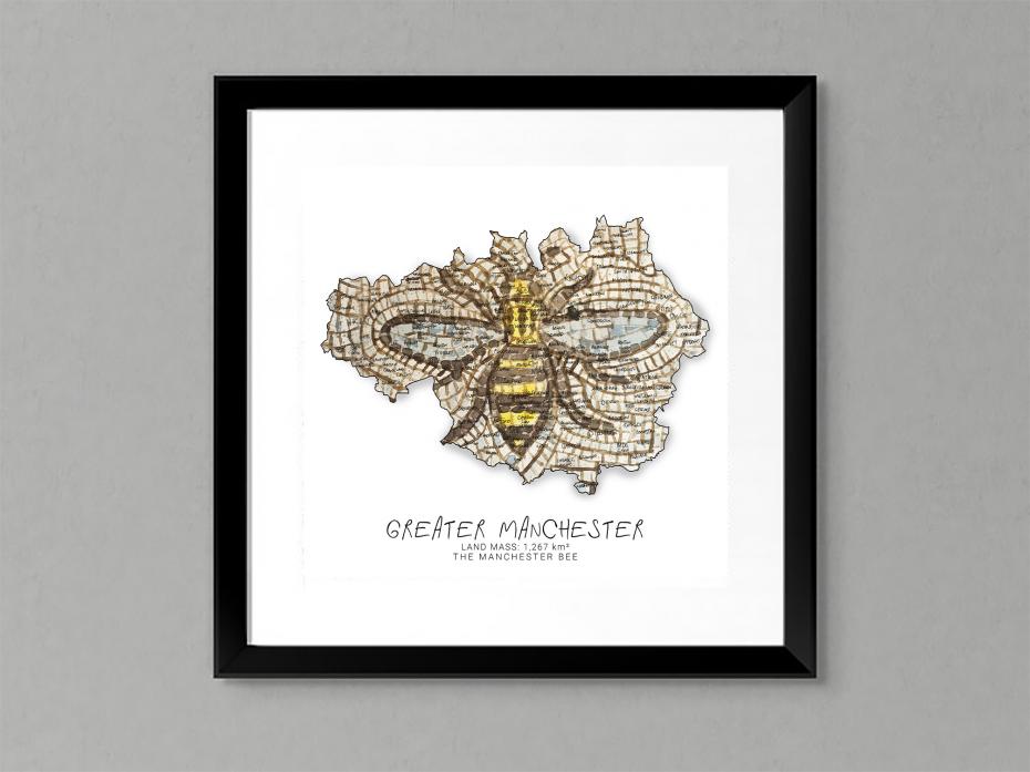 Manchester Bee County Map framed