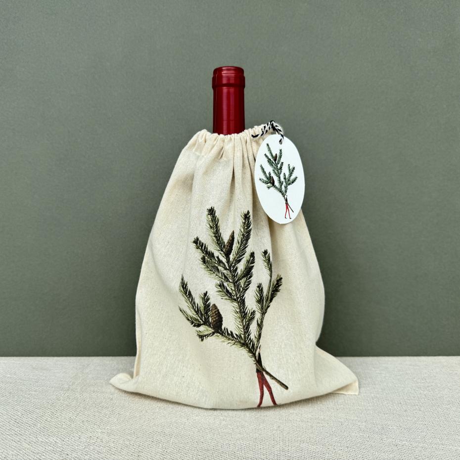 Drawstring Bags - bottle gift bag - Spruce small