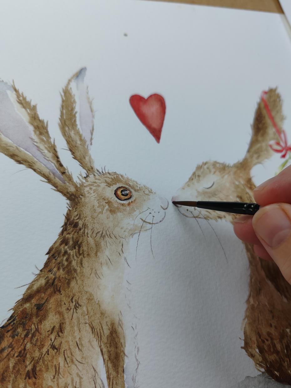 Kissing Hares final touches