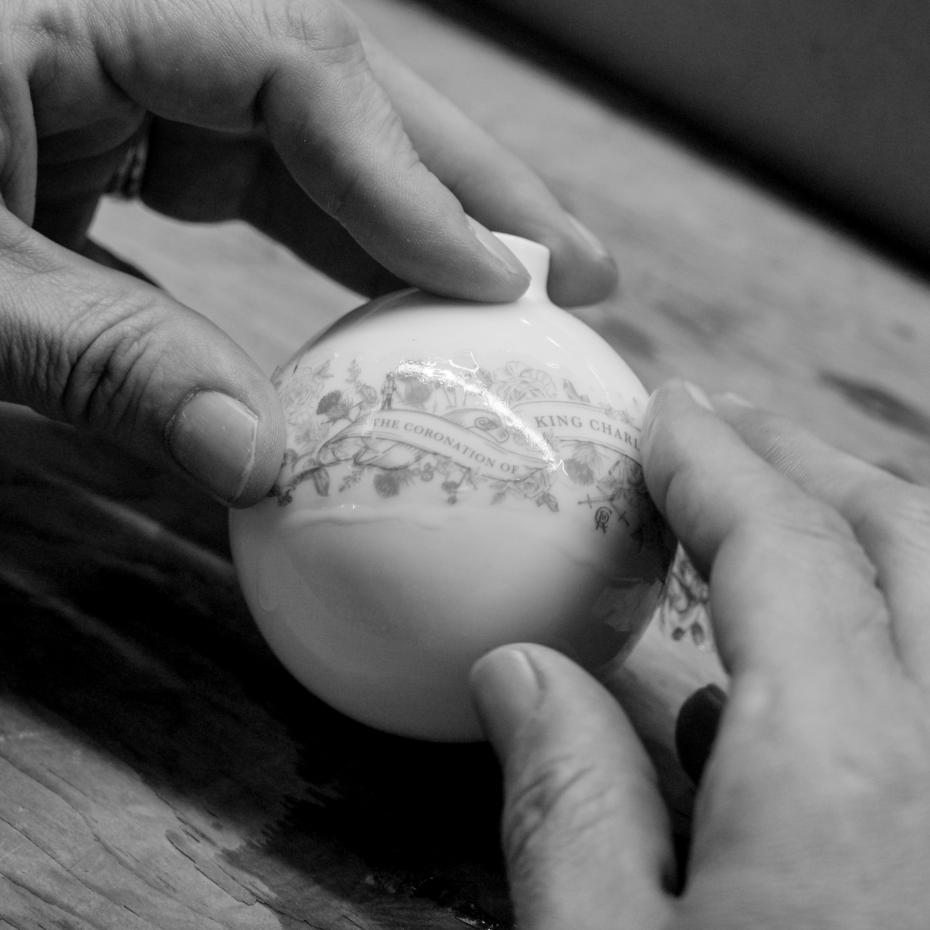 Hand crafting the baubles in Stoke on Trent