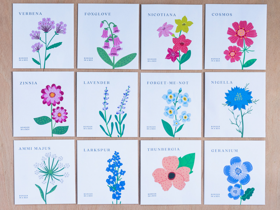 Flower Seed packet front covers