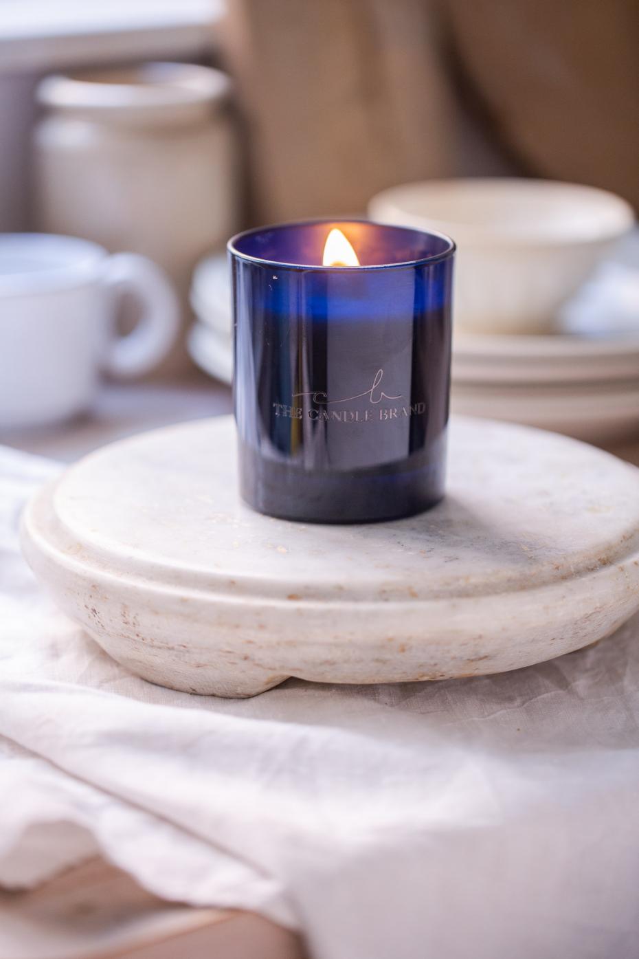 Blue Refillable Candle Lit