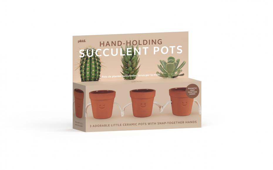 Pikkii Hand Holding Succulent Pots in packaging