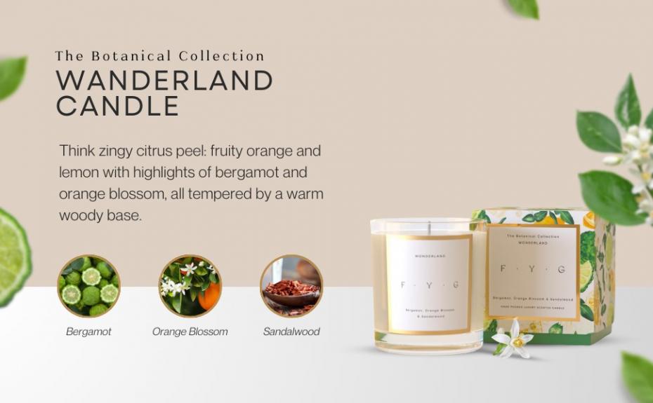 Wonderland Candle & Box with Description