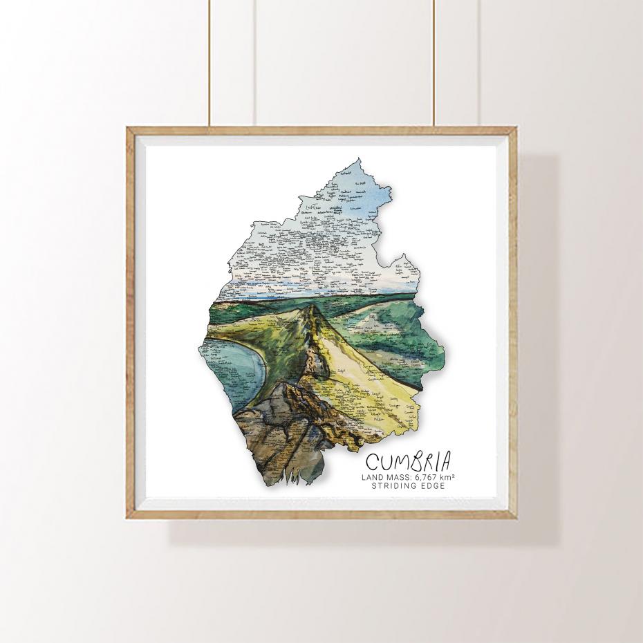 Cumbria County Map framed