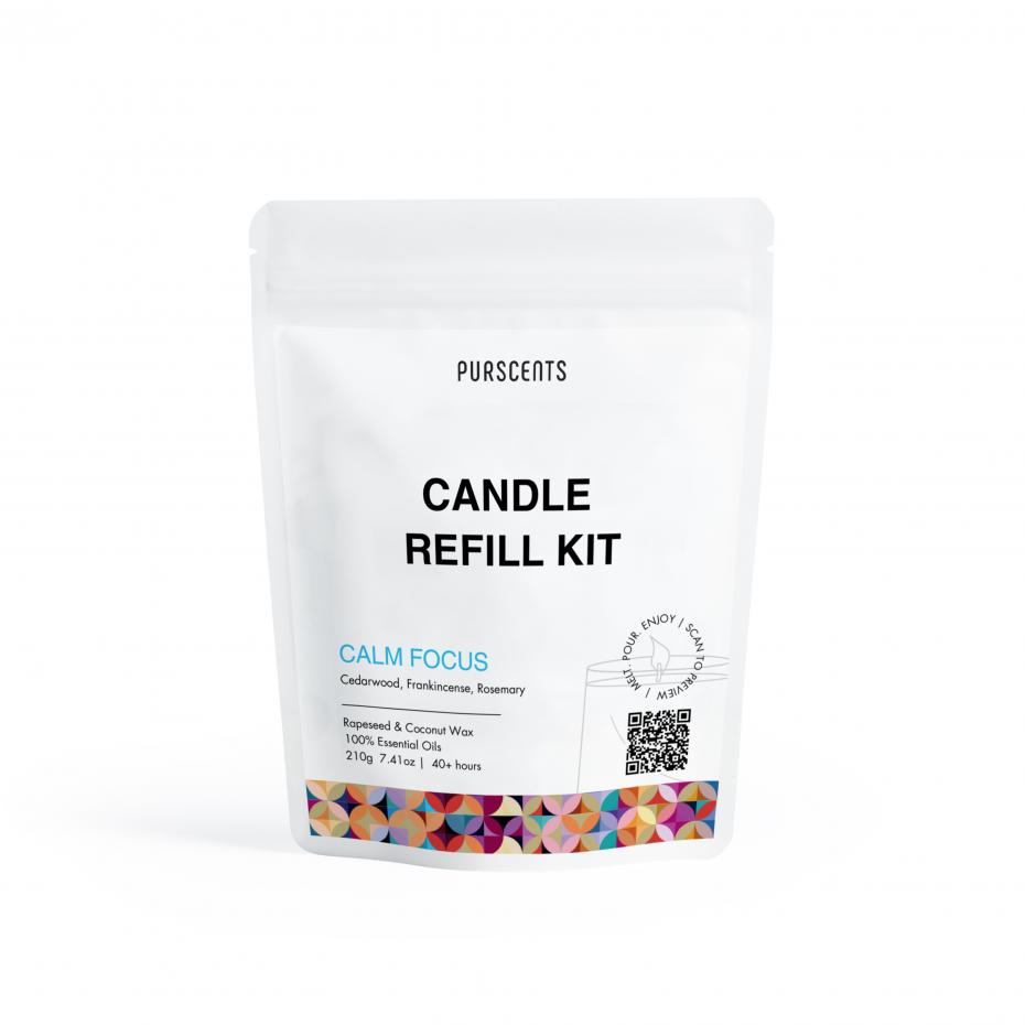 Ecommerce shot of Calm Focus Candle Refill Pouch - Front