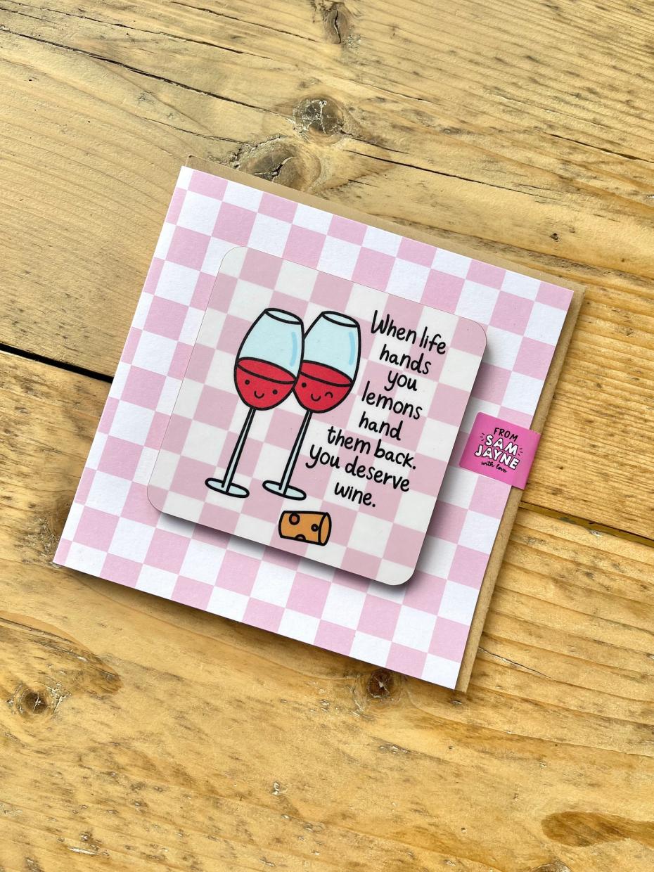 You deserve wine! Coaster Card