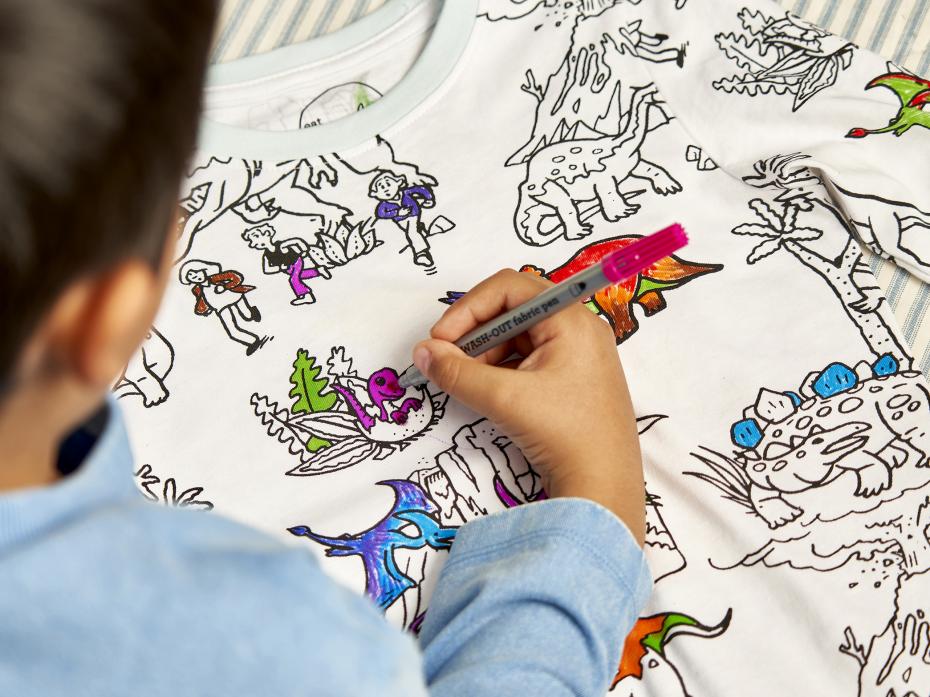 colour-in dinosaur pyjamas