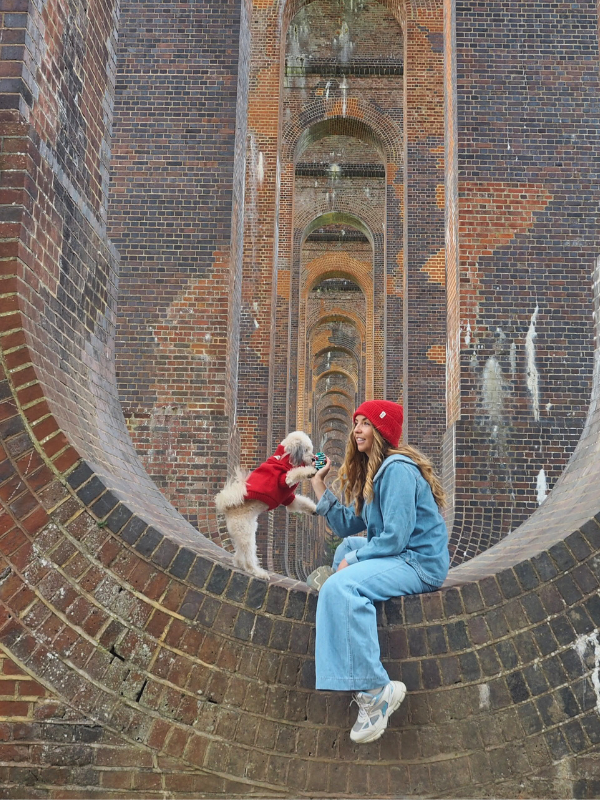 Cherry Red Dog Jumper and Matching beanie