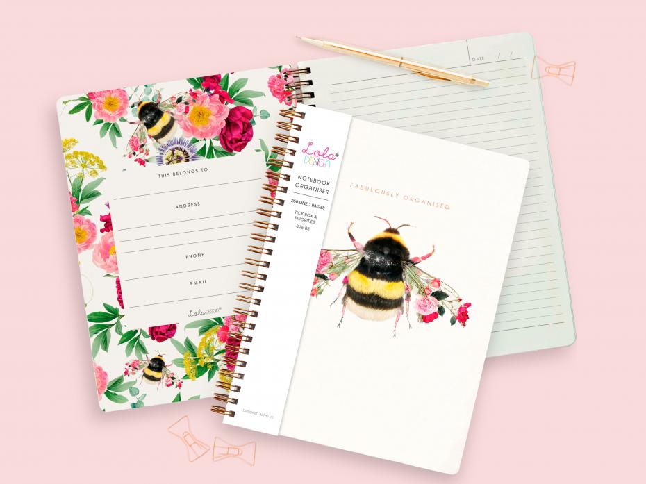 Wildlife Botanical Wiro-bound Notebook Bee Organiser