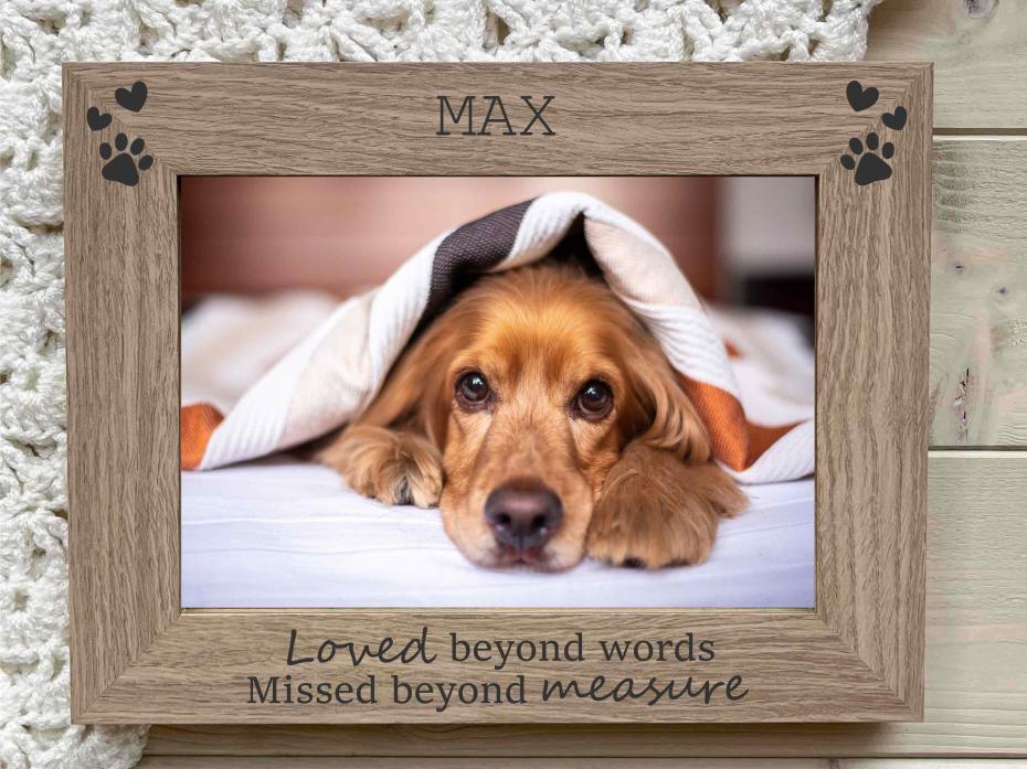 Pet Memorial Photo Frame - Love Beyond Words Missed Beyond Measure