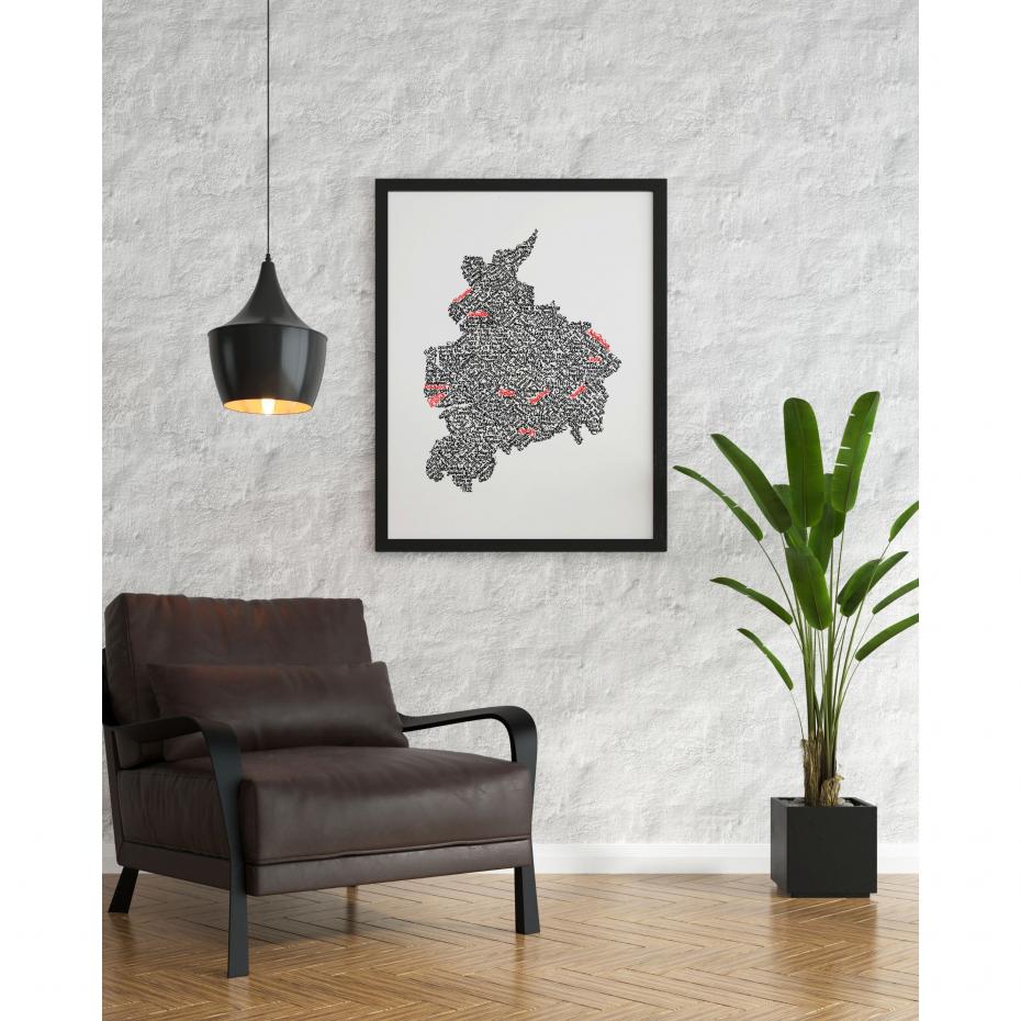 Calligraphy County Map print