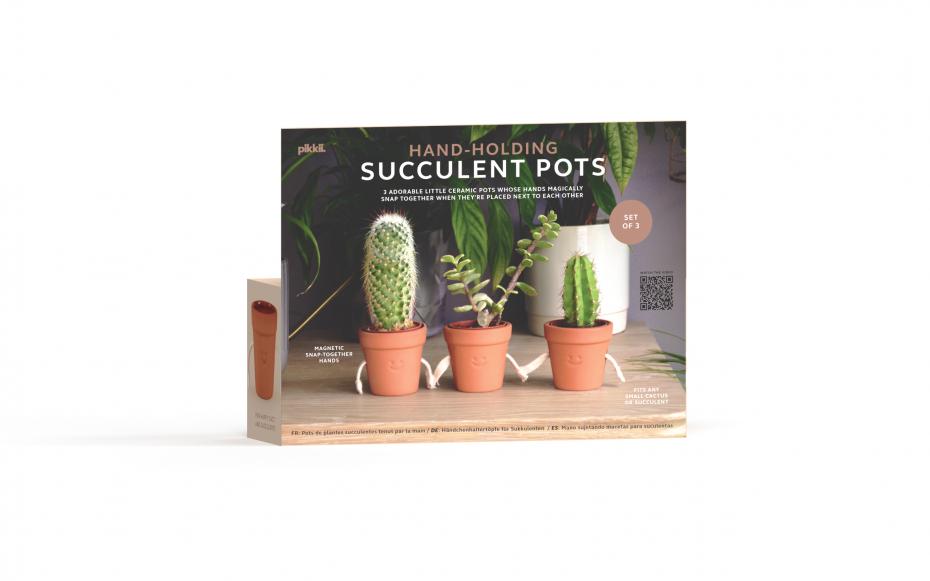 Pikkii Hand Holding Succulent Pots in packaging