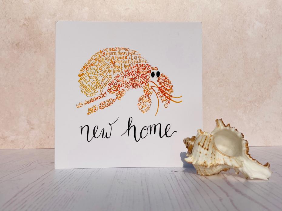 A new home to shellebrate? This hermit crab is full of lovely quotes about moving home!